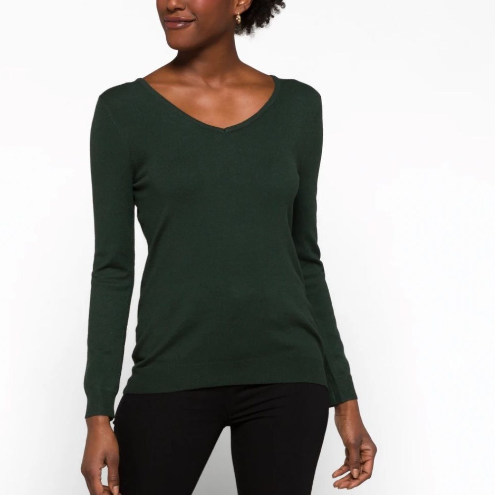 Love Ellie Forest Green Mia Back Detail Sweater Size Womens Medium EUC